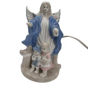 VTG Ceramic  Guardian Angel Nightlight Children Porcelain‎ 7" Tall Lamp